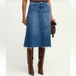 MOTHER The circle midi Fray Blue Denim Skirt size 27